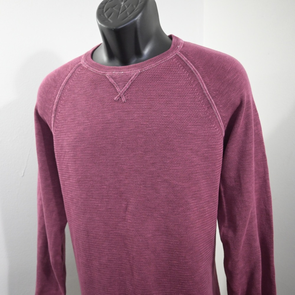 Tommy Bahama Pullover Sweater Mens M Burgundy Long Sleeve Waffle Knit Cotton